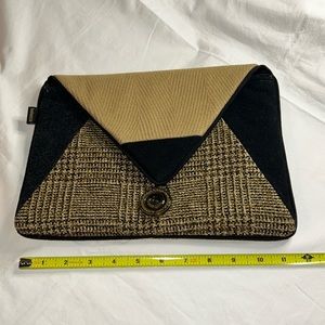 Baabaazuzu Upcycled Eco-Chic Wool Clutch Browns & Tans EUC